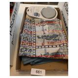 Linen Tablecloths, Napkins + NIP Sink Stopper