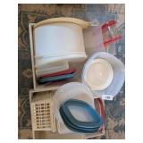 Tupperware, Rubbermaid & (2) Large Baskets