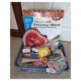 Sewing Crafting Box Lot In Plastic Basket