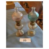 (2) Vintage Oil Lamps, 7" tall