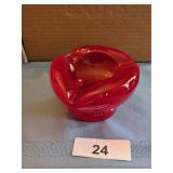 Art Glass Bright Red Ashtray