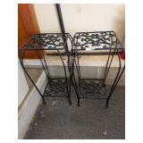(2) Small Metal Patio Plant Stands