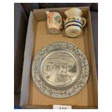 Wilton Columbia Plate, Roseville Pitcher, Creamer
