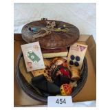 Vintage Sewing Basket w/ Some Contents
