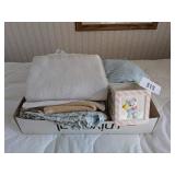 Vintage Baby Blankets & Small Ceramic Planter