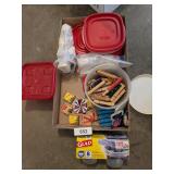 Plastic Food Storage, Clothes Pins & Mouse Traps