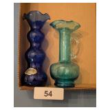 Turquoise Blown Glass Vase +
