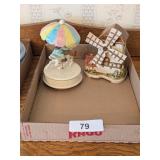 (2) Musical Figurines / Windmill & Horse