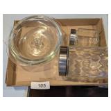 Pyrex Casserole, Glass Jar