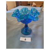 Vintage Turquoise Thumbprint Ruffle Top Candy Jar