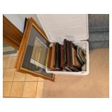 Assorted Picture Frames & Tote w/ Hinged Lid