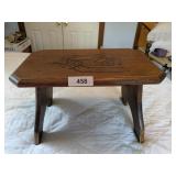 Grandma Core Footstool w/ Carved Grist Mill