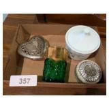 Dresser Boxes + Emerald Green Drinking Glass
