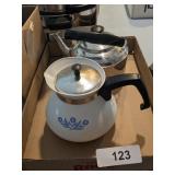 Corning Ware 6-Cup Coffee Server + SS Tea Kettle