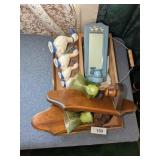 Cottage Core Wall Candle Sconces, Wood Basket &