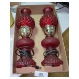 (2) Red Dresser Lamps