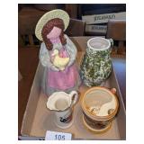 Ceramic Girl w/ Duck & Other Decorative Pieces