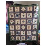 Handmade Flannel Toddler Quilt Or Wall Hanging w/
