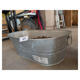 Galvanized Tub Full of Potting Soil