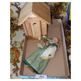 Birdhouse & Wooden Doll Figurine