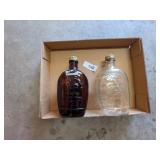 (2) Vintage Log Cabin Syrup Bottles