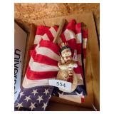 American Flags, Metal Flag Pole & Snowman