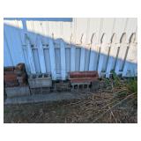 Bricks, Blocks, Tomato Cages & Wooden Fence Piece
