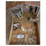 Nativity Scene w/ Clear Glass Figurines &