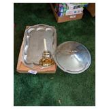 Kromex? Serving Unit + Other Silver Tone Tray &