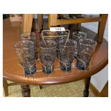 Bluish Ice Tea Glasses w/ Wire Caddy