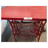 Old Sewing Machine Table Painted Red -**