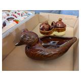 Adorable Brown Ceramic Duck Planter +