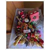 Large Quantity Christmas Ornaments In Tote No Lid,