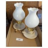 (2) Milk Glass Dresser Lamps -*