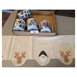 Set Of Christmas Hot Cocoa Mugs + Shelf Runner