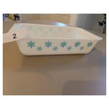 Vintage Turquoise Snowflake Pyrex Casserole