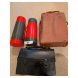 Vintage Aladdin Thermoses In Carry Bag +