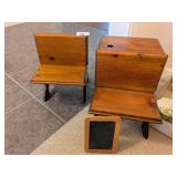 (2) Doll Size School Desks + Tiny Slate