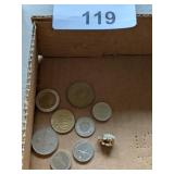Foreign Coins & Gold Colored Tooth