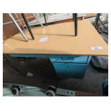 Metal Desk w/ (2) Chairs -*
