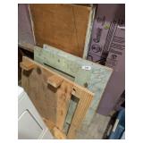 Assorted Wood Pieces & Handmade Wood Mirror