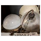(2) Hanging Lamps & One Glass Light Globe