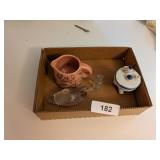 Glass Duck Paperweight? Small Pink Creamer, +