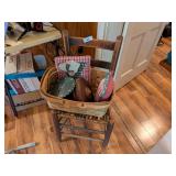 Ladder Back Chair, Baskets, Decorative Pillows,