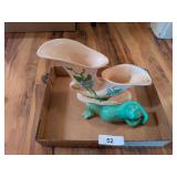 McCoy Flower Pot & Ceramic Frog -**