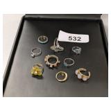 (10) Costume Jewelry Rings - Various Sizes