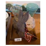 Vase, Wooden Donkey, Flags, Cardinal Rock & Other