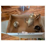 Silver Plated Teapot w/ Cream & Sugar