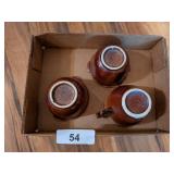 (2) Hull Brown Drip Glass Ramekins &