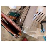 (4) Folding Lawn Chairs & (1) Plastic Patio Chair